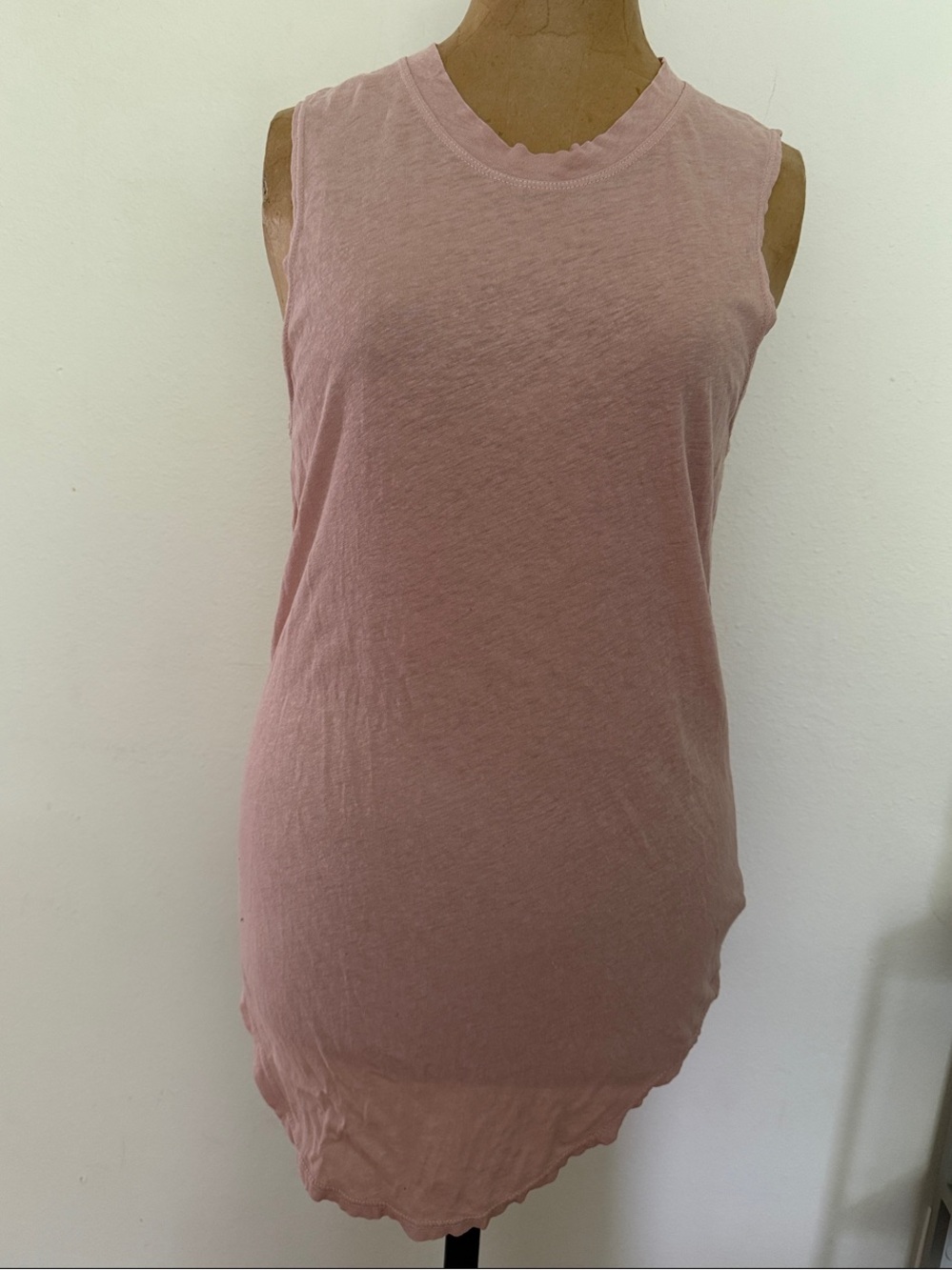 Raquel Allegra sz 2 or M Sleeveless asymmetric linen cotton pink tank top